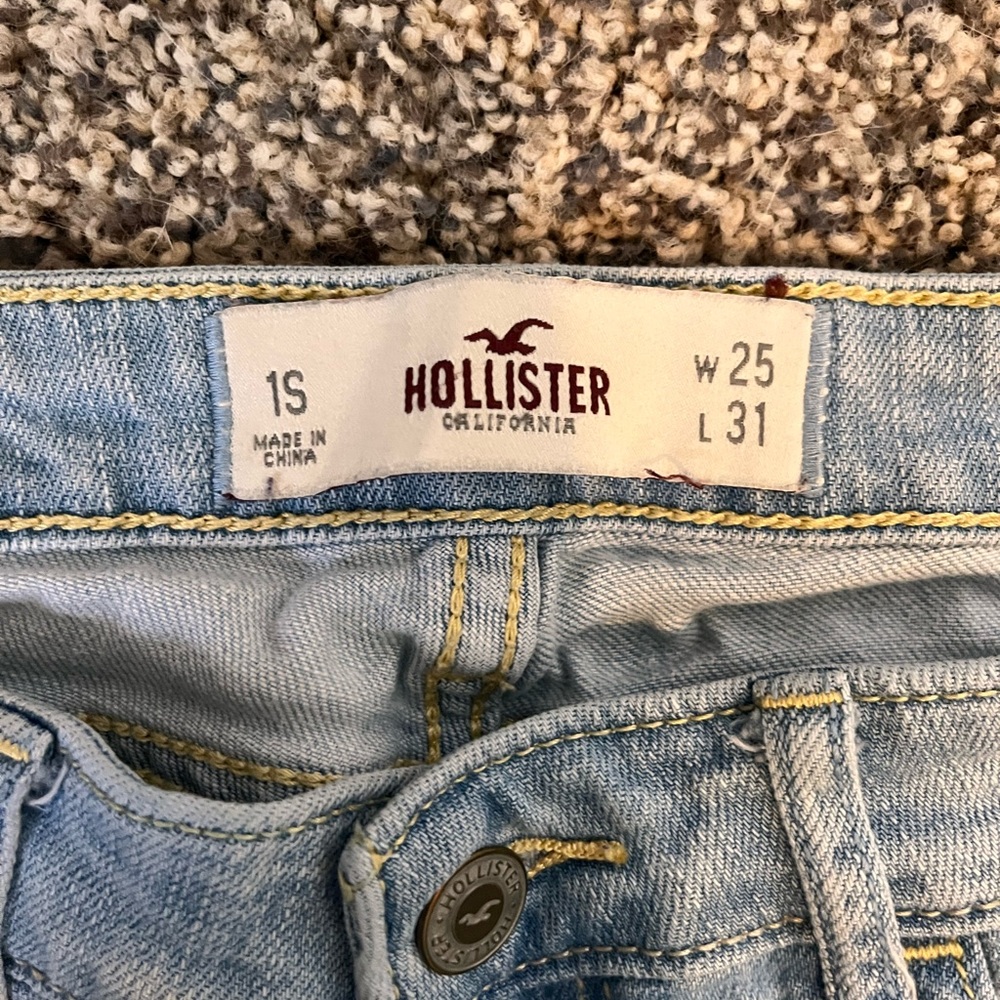 Hollister Light Blue Jeans with Yellow Stitching